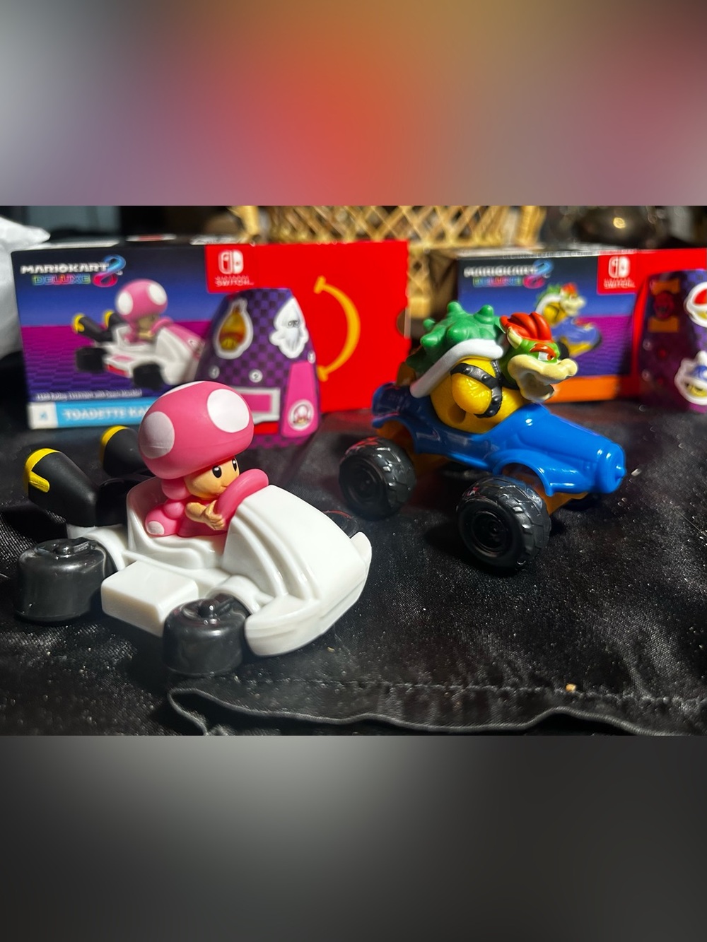 2024 McDonald's Mario Kart Happy Meal toys:Toadette & Bowser with Original Boxes